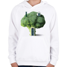 PRINTFASHION Brokkoli ház - Gyerek kapucnis pulóver - Fehér