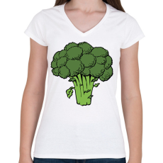 PRINTFASHION Brokkoli - Női V-nyakú póló - Fehér