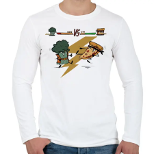 PRINTFASHION Brokkoli vs. Pizza - Férfi hosszú ujjú póló - Fehér férfi póló