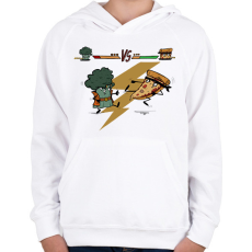 PRINTFASHION Brokkoli vs. Pizza - Gyerek kapucnis pulóver - Fehér