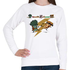 PRINTFASHION Brokkoli vs. Pizza - Női pulóver - Fehér
