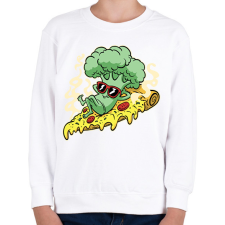 PRINTFASHION Brokkolis pizza - Gyerek pulóver - Fehér gyerek pulóver, kardigán