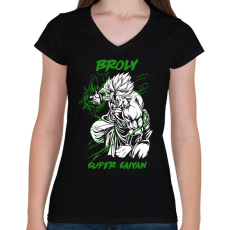PRINTFASHION Broly - Női V-nyakú póló - Fekete
