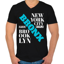 PRINTFASHION bronx nyc - Férfi V-nyakú póló - Fekete férfi póló