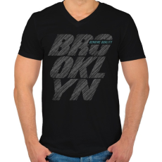 PRINTFASHION Brooklyn - Férfi V-nyakú póló - Fekete