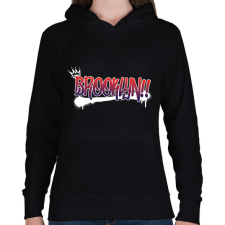 PRINTFASHION Brooklyn graffiti - Női kapucnis pulóver - Fekete női pulóver, kardigán