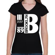 PRINTFASHION Brooklyn premium quality 89 - Női V-nyakú póló - Fekete