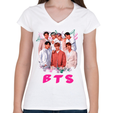 PRINTFASHION BTS 2 - Női V-nyakú póló - Fehér
