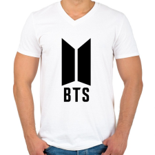 PRINTFASHION BTS black - Férfi V-nyakú póló - Fehér férfi póló