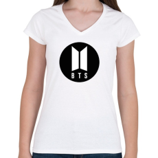 PRINTFASHION BTS kör - Női V-nyakú póló - Fehér
