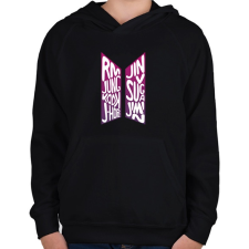 PRINTFASHION Bts logo - Gyerek kapucnis pulóver - Fekete gyerek pulóver, kardigán