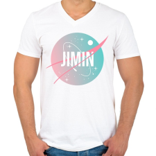 PRINTFASHION BTS NASA: JIMIN - Férfi V-nyakú póló - Fehér férfi póló