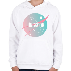 PRINTFASHION BTS NASA: JUNGKOOK - Gyerek kapucnis pulóver - Fehér