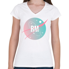 PRINTFASHION BTS NASA: RM - Női V-nyakú póló - Fehér