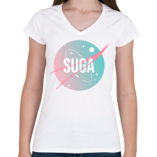 PRINTFASHION BTS NASA: SUGA - Női V-nyakú póló - Fehér női póló