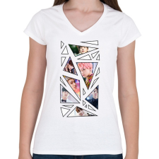 PRINTFASHION BTS - Női V-nyakú póló - Fehér női póló
