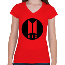 PRINTFASHION BTS - Női V-nyakú póló - Piros női póló
