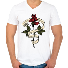 PRINTFASHION BTS rózsa - Férfi V-nyakú póló - Fehér férfi póló