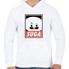 PRINTFASHION BTS Suga - Férfi kapucnis pulóver - Fehér
