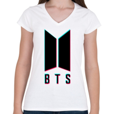 PRINTFASHION BTS TikTok - Női V-nyakú póló - Fehér