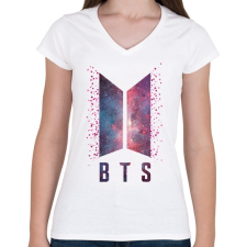 PRINTFASHION BTS Universe - Női V-nyakú póló - Fehér női póló