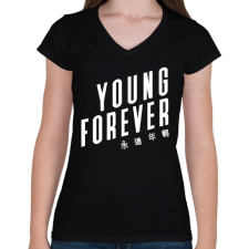 PRINTFASHION BTS Young forever - Női V-nyakú póló - Fekete női póló