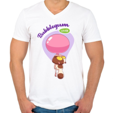 PRINTFASHION Bubblegum lover - Férfi V-nyakú póló - Fehér