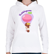 PRINTFASHION Bubblegum lover - Női kapucnis pulóver - Fehér
