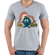 PRINTFASHION Buborékfej - Férfi V-nyakú póló - Sport szürke