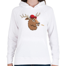 PRINTFASHION Buck - Női kapucnis pulóver - Fehér női pulóver, kardigán