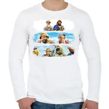 PRINTFASHION Bud Spencer és Terence Hill - Férfi hosszú ujjú póló - Fehér férfi póló