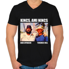 PRINTFASHION Bud Spencer és Terence Hill - Férfi V-nyakú póló - Fekete férfi póló