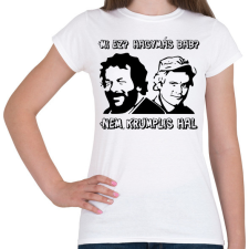 PRINTFASHION Bud Spencer és Terence Hill  ( Mi ez? Hagymás bab?) - Női póló - Fehér női póló