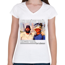 PRINTFASHION Bud Spencer és Terence Hill - Női V-nyakú póló - Fehér