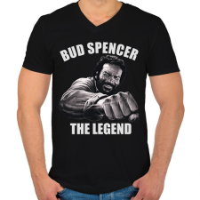 PRINTFASHION Bud Spencer - Férfi V-nyakú póló - Fekete férfi póló