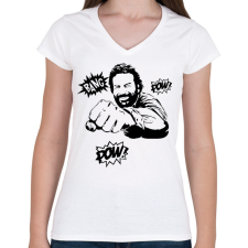 PRINTFASHION Bud Spencer - Női V-nyakú póló - Fehér női póló