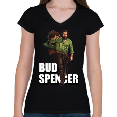 PRINTFASHION Bud Spencer  - Női V-nyakú póló - Fekete
