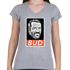 PRINTFASHION BUD SPENCER - Női V-nyakú póló - Sport szürke női póló