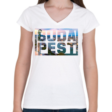 PRINTFASHION Budapest 4 - Női V-nyakú póló - Fehér női póló