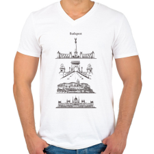 PRINTFASHION Budapest épületek - Férfi V-nyakú póló - Fehér férfi póló