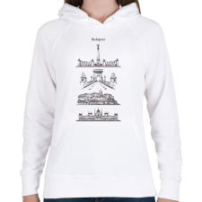 PRINTFASHION Budapest épületek - Női kapucnis pulóver - Fehér női pulóver, kardigán