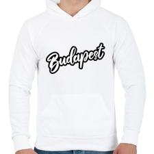 PRINTFASHION Budapest felirat póló - Férfi kapucnis pulóver - Fehér férfi pulóver, kardigán