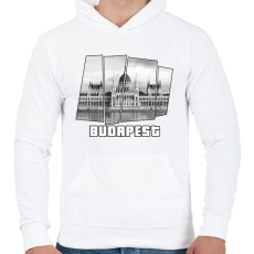 PRINTFASHION Budapest parlament (GTA stílus) - Férfi kapucnis pulóver - Fehér