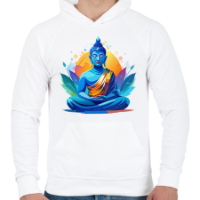 PRINTFASHION Buddha  - Férfi kapucnis pulóver - Fehér férfi pulóver, kardigán