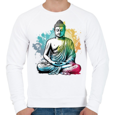 PRINTFASHION Buddha  - Férfi pulóver - Fehér