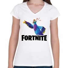 PRINTFASHION Budge - fortnite - Női V-nyakú póló - Fehér női póló