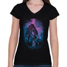 PRINTFASHION Bújócska - Női V-nyakú póló - Fekete női póló