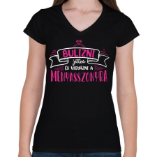 PRINTFASHION Bulizni jöttem - Csapat (white) - Női V-nyakú póló - Fekete női póló