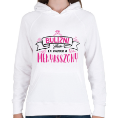 PRINTFASHION Bulizni jöttem - Menyasszon (black) - Női kapucnis pulóver - Fehér
