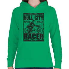 PRINTFASHION Bull city racer - Női kapucnis pulóver - Zöld